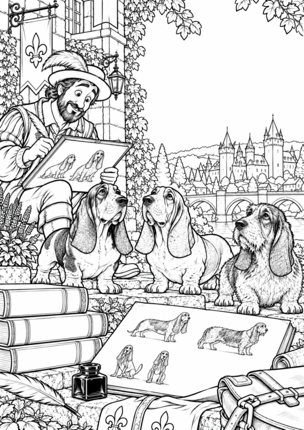 História do Basset Hound Para Colorir