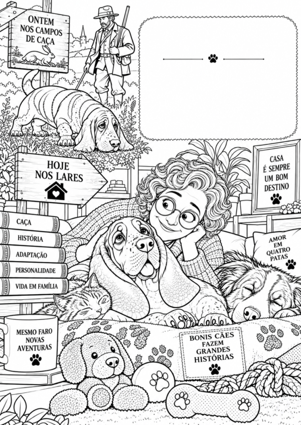 História do Basset Hound Para Colorir